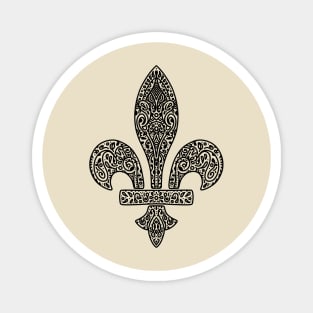 Fleur de lis paisley BLACK Magnet